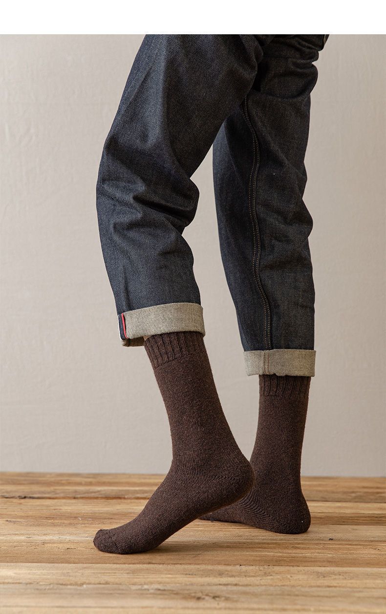 Chaussettes en laine pour hommes, chaussettes d'hiver hautes et super épaisses en polaire pour femmes, grande taille, longues chaussettes amples en coton résistant au froid_voghion.com