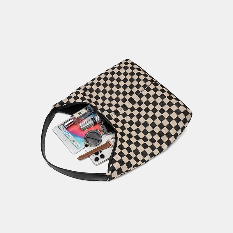 New Plaid Tote Shoulder Women's Fashion Trend Large Capacity Commuting Bag_voghion.com