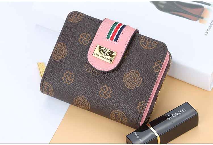 Carteira Baellerry feminina curta com estampa coreana, porta-moedas multifuncional, com zíper e vários slots para cartão, porta-cartões_voghion.com