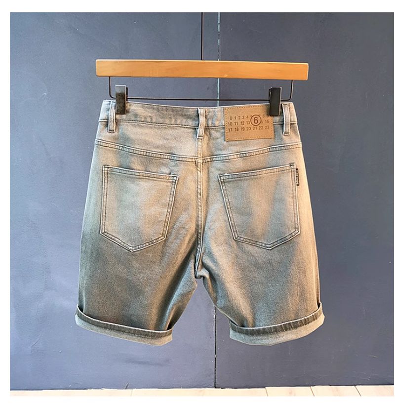 Herrenbekleidung High-End-Sommer Neue Retro-Distressed-Jeansshorts Herren Slim Fit Trendy Casual Mittellange Hose Stretch Five Point Pants Trendy_voghion.com