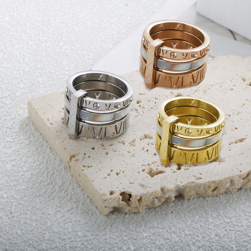 Ins Light Luxe Stijl Gegalvaniseerde Goudkleurige Ingelegde Diamanten Niche High-end Sense Damesring van Roestvrij Staal_voghion.com