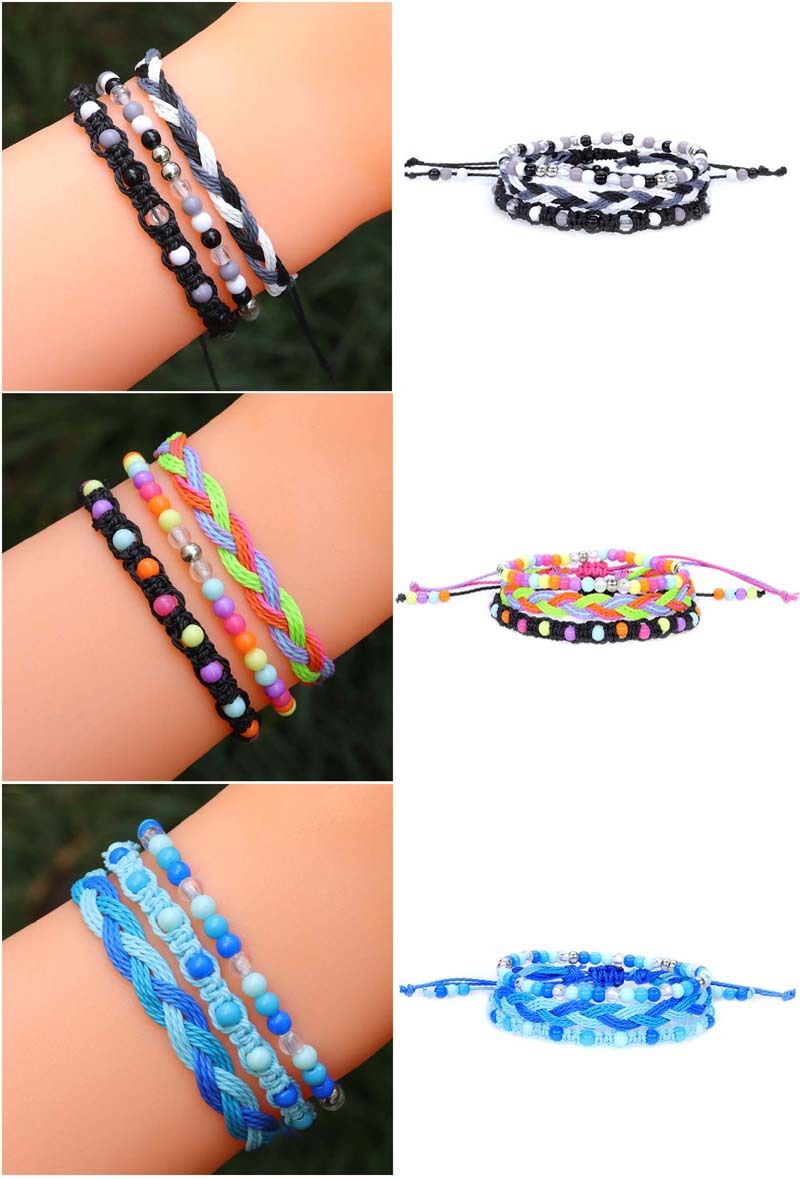 New Colorful Bead Bracelet Waterproof Hand Rope Wax Thread Braided Bracelet_voghion.com