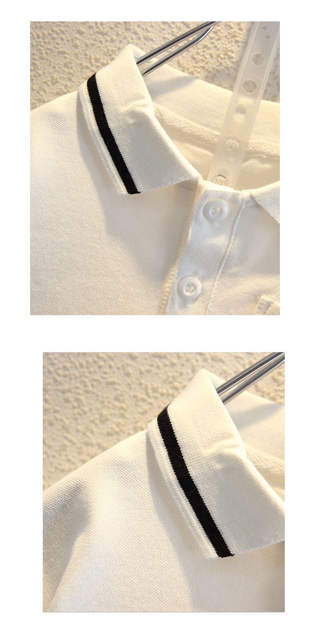 Kids’ Clothing Black Stripe Polo White Suit Outer Wear Pullover Popular Genuine Short Polo Shirt_voghion.com