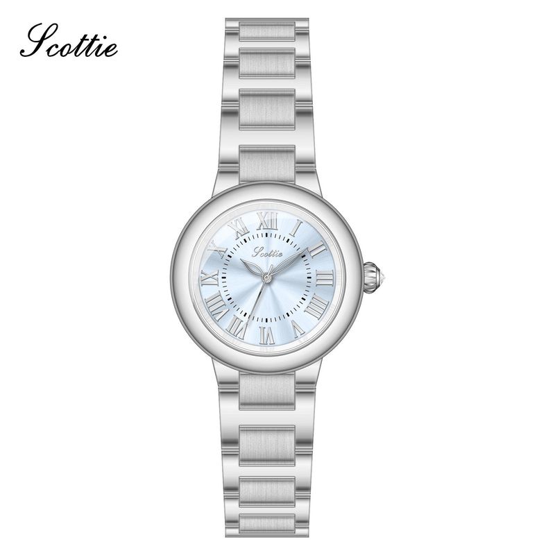 Montre Scottie Fashion 9701B pour femme, bracelet en acier, cadran ballon, chiffres romains, petit cadran_voghion.com