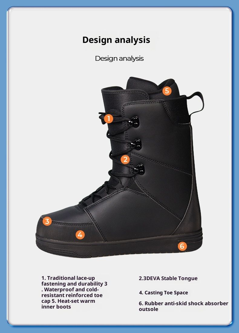 Zees Zees Snowboarding Boots Lace-Up Men's And Women's Boa Carved Sliding Flat Flower Entry-Level Waterproof Anti-Slip Warm Ski_voghion.com