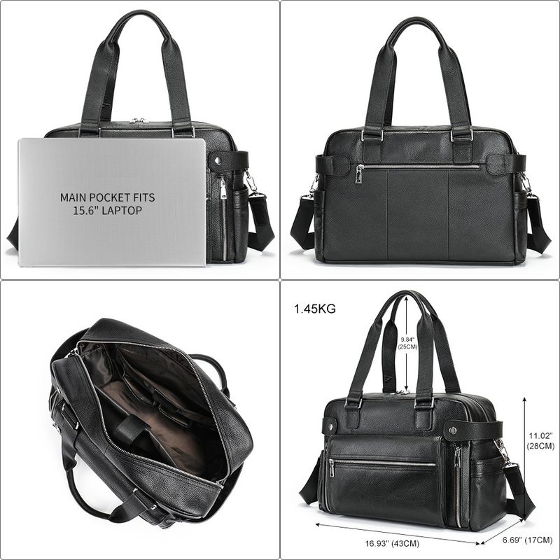 Men's Briefcase Large Computer Handbag Travel Crossbody Genuine Leather Business Trip Commuting Bag_voghion.com