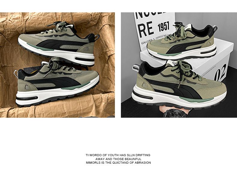Sport color block con punta tonda e tendenza primaverile per scarpe da corsa casual basse da uomo, scarpe da studente con suola spessa_voghion.com