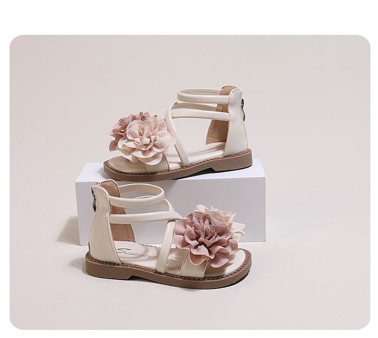 Sandale pentru fete transfrontaliere pentru mame și copii, vara 2024, pantofi noi pentru copii, prințesă cu flori, sandale romane pentru fetițe_voghion.com