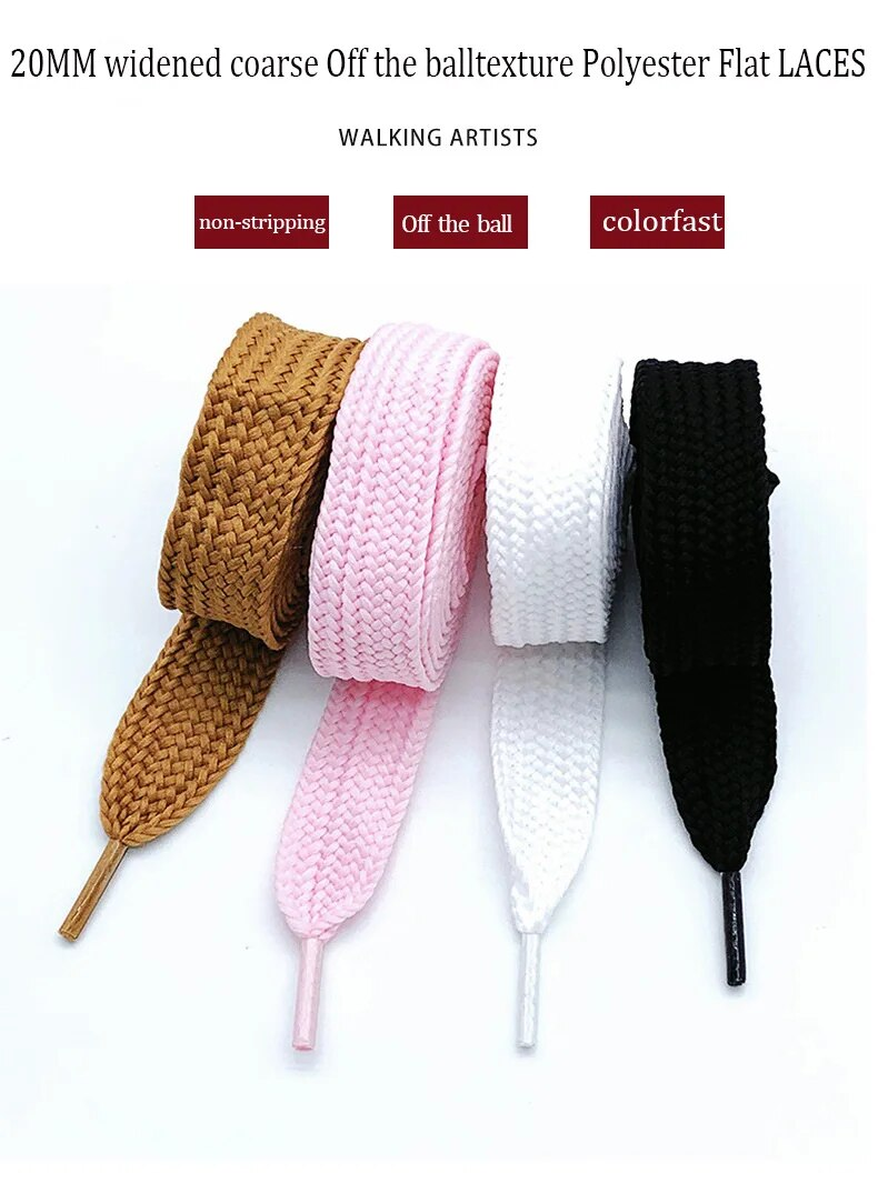 1 paar 20mm breed verdikte platte holle gekleurde hoge kwaliteit zachte veters board canvas schoenen voor sneakers sport schoenveters_voghion.com