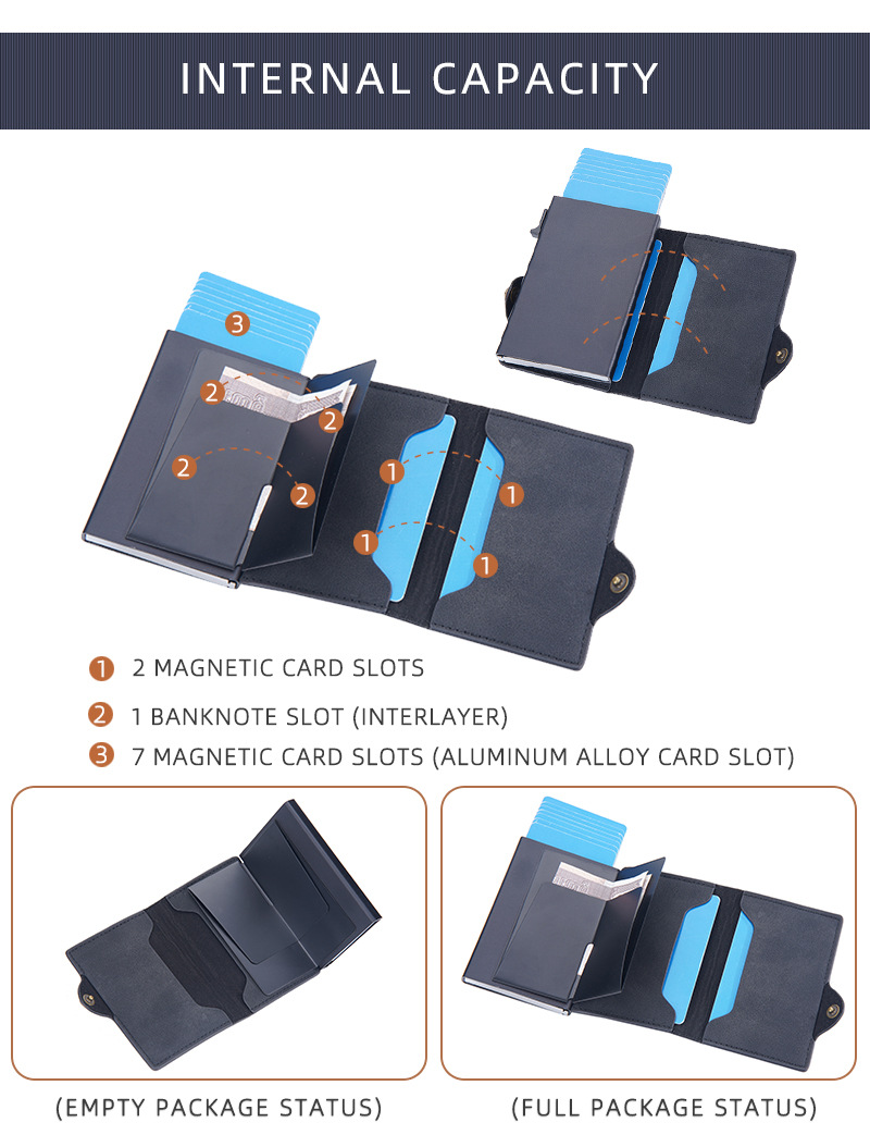 Baellerry Card Holder Buckle Side Push Anti-magnetesch an Anti-Déifst Card Holder Rfid Short Automatic Card Holder_voghion.com