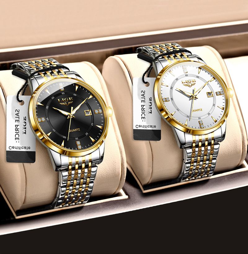 Men's Business Watch With Date Function, Water Resistant, Stainless Steel Band, Mineral Crystal Glass, Quartz Movement_voghion.com