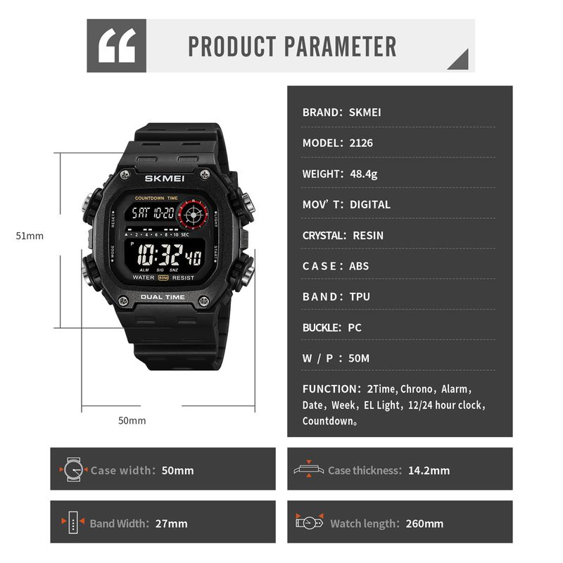 Digitale Sport- und Militäruhren für Damen und Herren, modisch, wasserdicht bis 5 Bar, Stoppuhr, Wecker, Hintergrundbeleuchtung, Countdown-Funktion_voghion.com