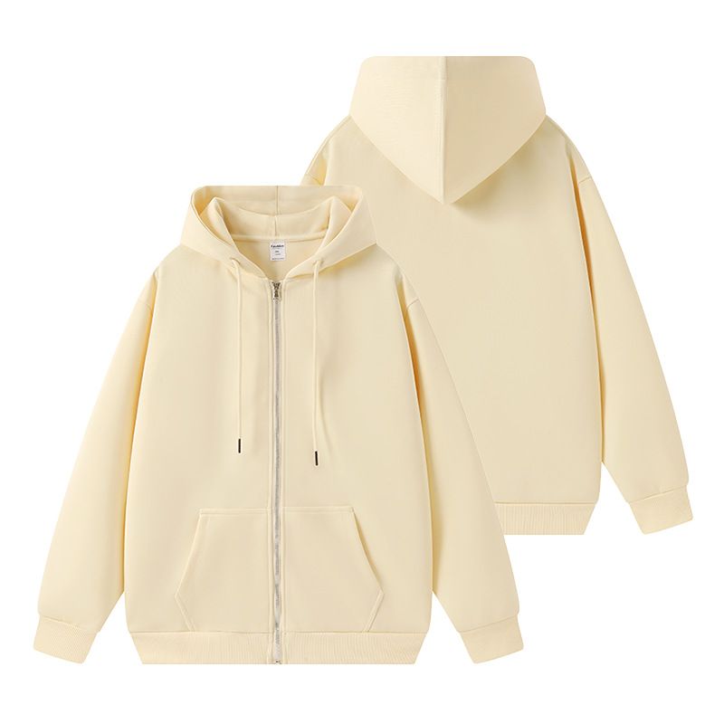 Antibacterial Heavy Tide Cotton Loose Zipper Hooded Sweater Custom Men's Cardigan Thickened Jacket_voghion.com