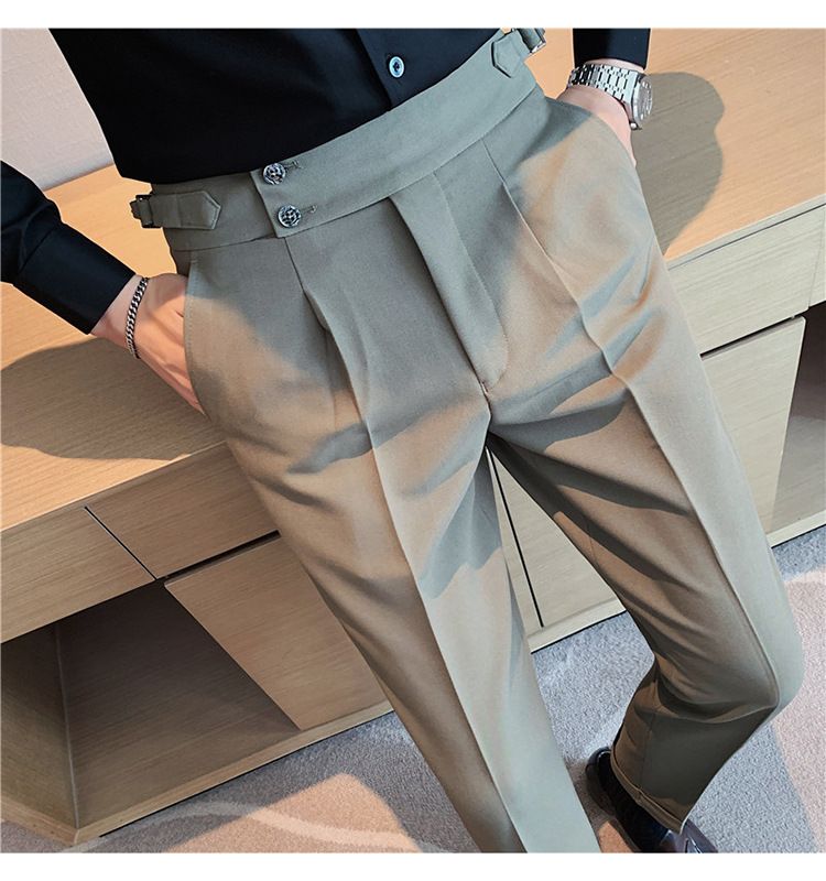 New Neapolitan Drape High Waist Men's Casual Pants Trendy Trousers_voghion.com