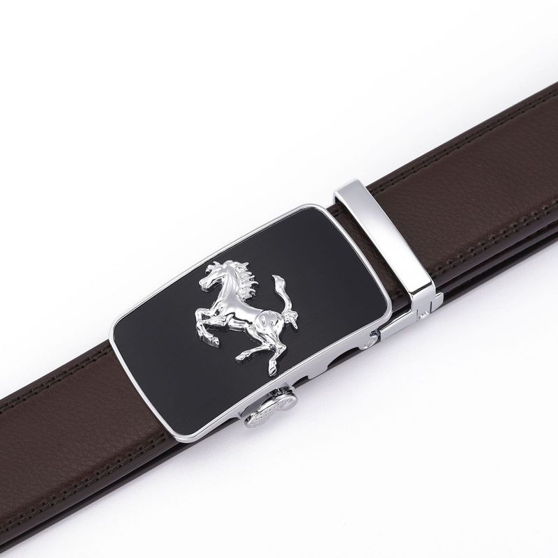 Men's Genuine Leather Belt With Automatic Buckle - Zodiac Design For Business Casual & Korean Style (All-Match)_voghion.com