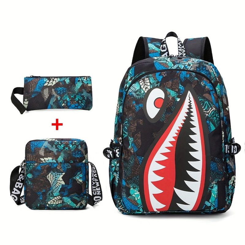 Mochila de 3 piezas para niños con lonchera y estuche para lápices, ideal para la vuelta al cole, ideal para estudiantes de primaria y secundaria._voghion.com