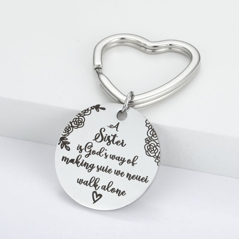 Stainless Steel Keychain Love Couple Keychain Titanium Steel Tag Round Pendant Stainless Steel Tag_voghion.com