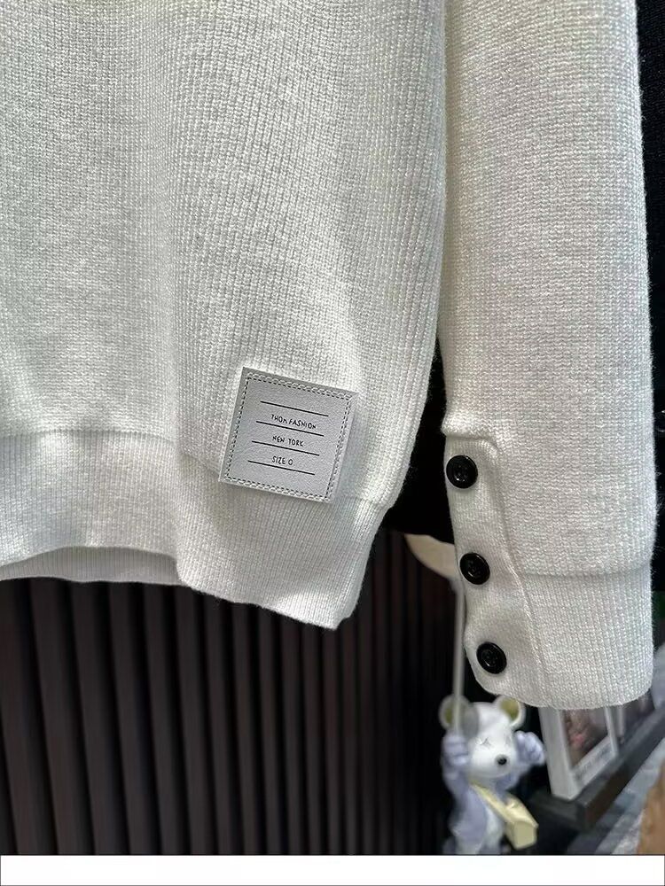Herrenbekleidung Herbst und Winter Neue Knöpfe Langarmpullover Herren Einfarbiges Innenhemd Warmer Trend_voghion.com