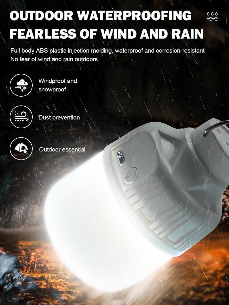 Bombillas LED recargables por USB para exteriores, luz de emergencia de alto brillo, para acampar, pescar, linterna portátil, luces nocturnas_voghion.com