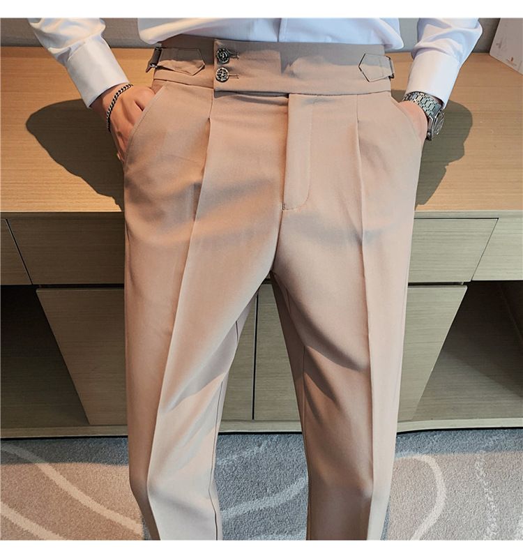 New Neapolitan Drape High Waist Men's Casual Pants Trendy Trousers_voghion.com