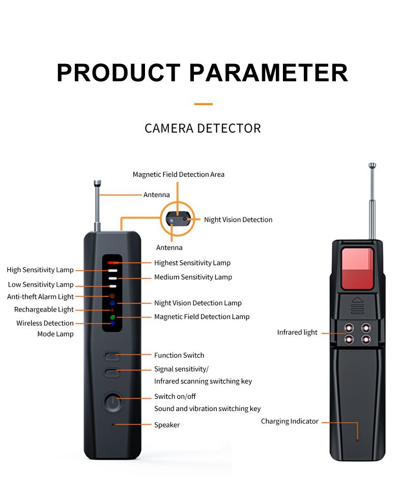 Détecteur de caméra T09 - Protection anti-photographie furtive, anti-enregistrement, anti-pistage - Détecteur de transmission de signal multifonctionnel_voghion.com