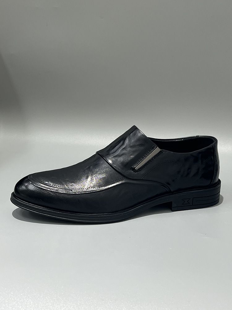 Hochwertige, vielseitige Slip-On-Schuhe aus echtem Leder mit spitzer Zehenpartie, Business Casual, formelle erste Schicht aus Rindsleder für Herren_voghion.com