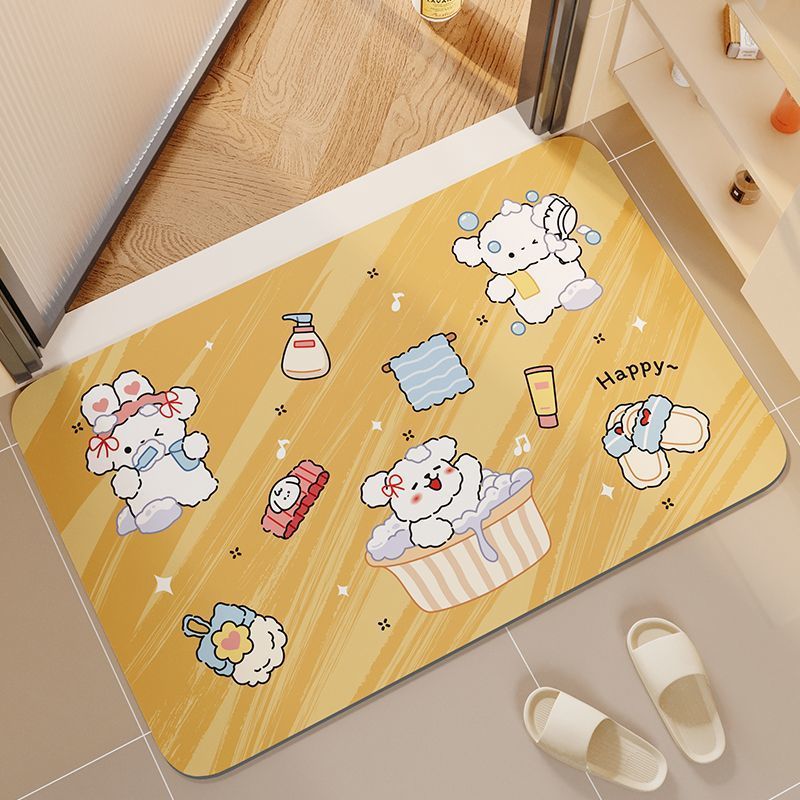 Schnelltrocknende, rutschfeste und saugfähige Fußmatte mit Cartoon-Motiv für Badezimmertüren_voghion.com