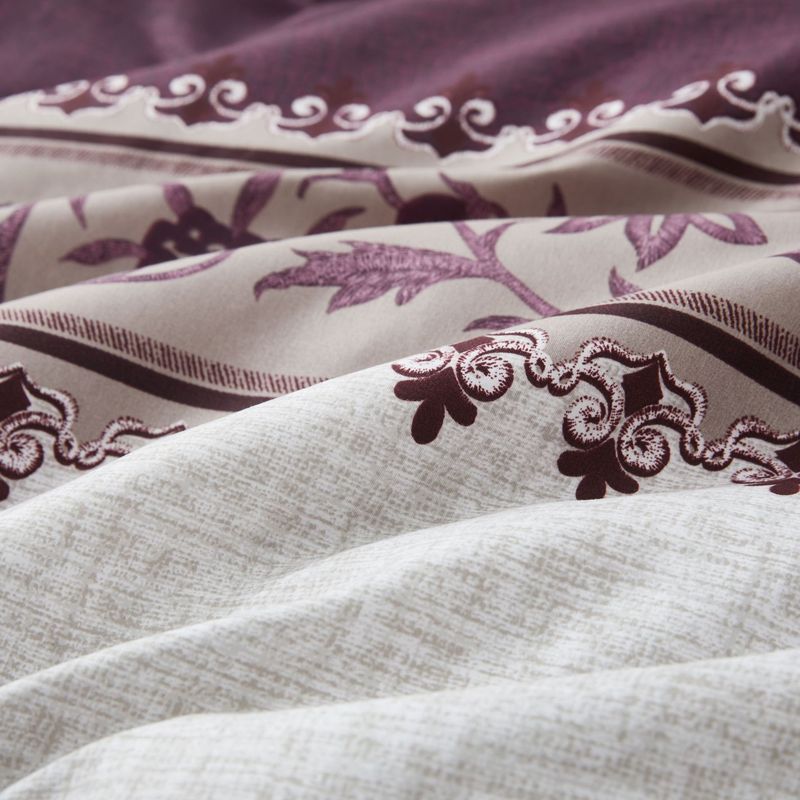 Purple Floral Bohemian Fitted Sheet Polyester Skin Friendly Bed Fitted Sheet Mattress Protector Fitted Sheet_voghion.com