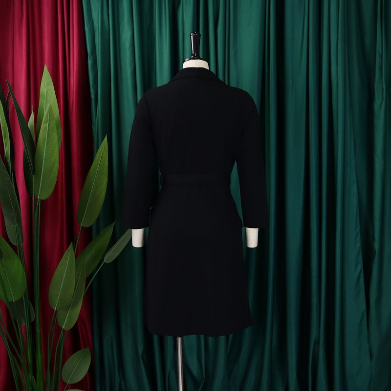 Vêtements pour femmes taille haute mode taille taille plissée couture mi-longue robe de costume_voghion.com