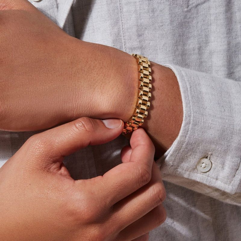 Titanarmband Edelstahl vergoldet abnehmbare Armband Armreif Uhrenkette für Hip-Hop Männer und Frauen leicht_voghion.com