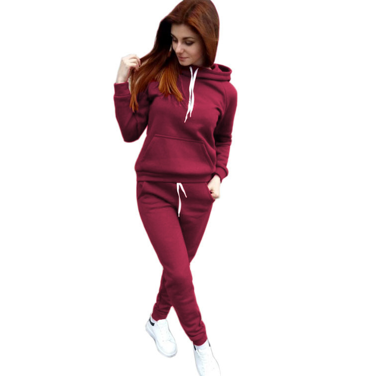 Femmes surdimensionné pulls sweats décontracté pantalons longs costume de sport fille femme hiver sweats à capuche deux pièces ensembles survêtement_voghion.com