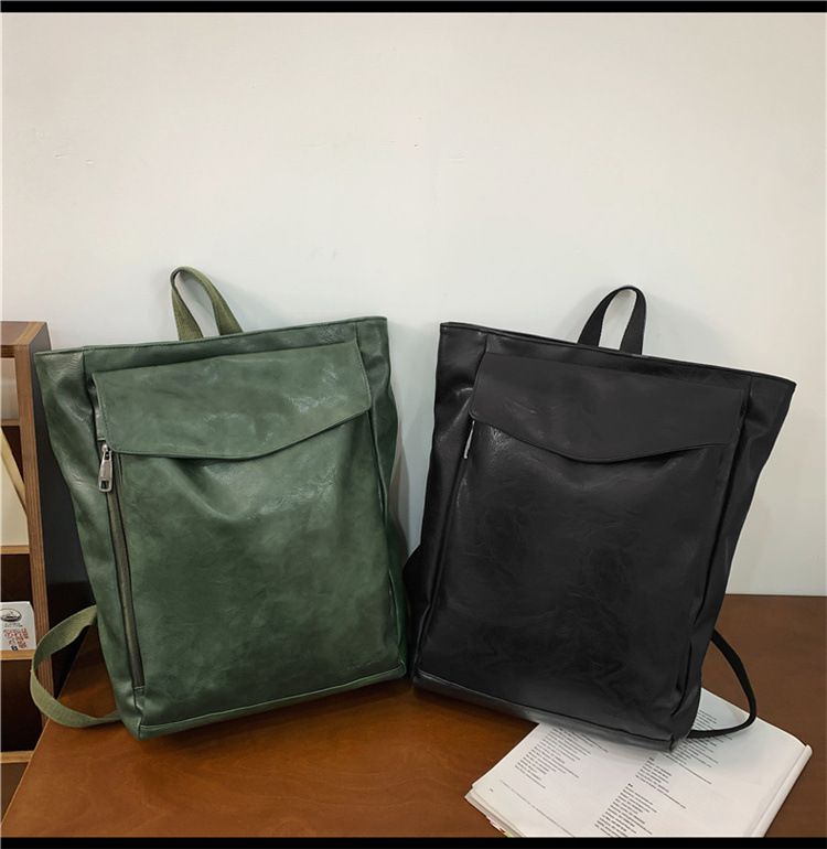 Backpack Men's Backpack Pu Solid Color Motorcycle Men's Large Backpack Travel Travel Daily Commute Large Capacity Backpack_voghion.com
