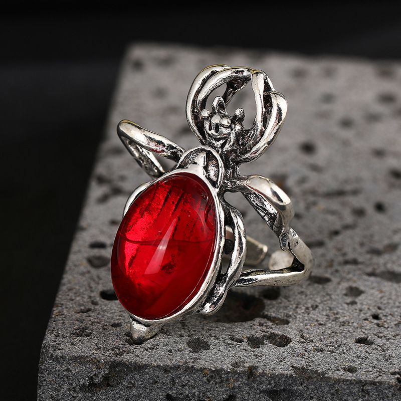 Unique Spider Punk Design Sense Inlaid Diamond Trendy Couple Style Hand Irregular Ring_voghion.com