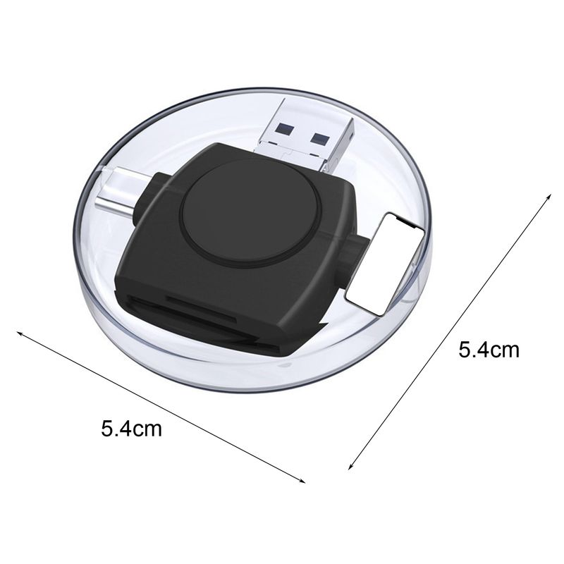 Kunjiuyou 4-in-1 OTG Function Mini USB/Micro USB/8 Pin/Type-C TF/Memory Card Reader for Android-Black_voghion.com