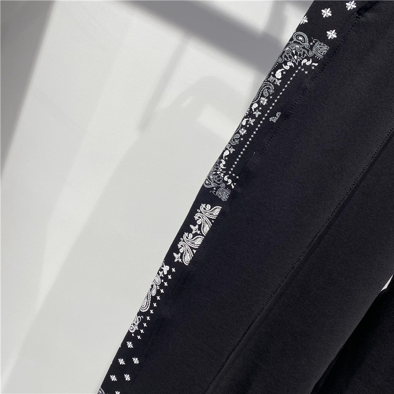 Men's Clothing Spring and Summer Thin Black Cashew Bouquet Foot Pants Knitted Fashion Casual Pants Drawstring Pants B3GBB2121_voghion.com