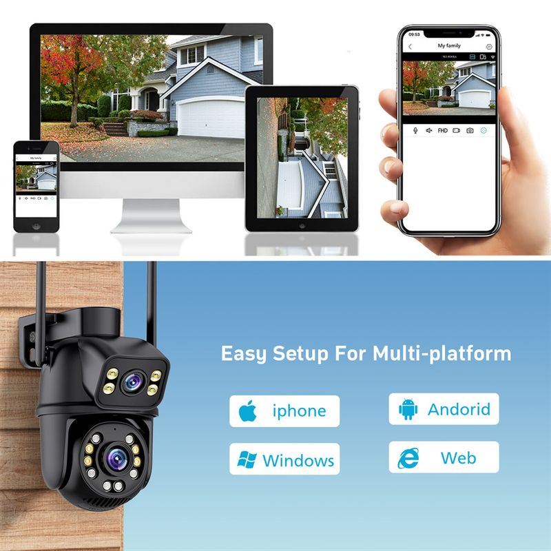 Icsee Gun Ball Bağlantılı Çift Lens İzleme Çift Ekran 360 Derece Açık Hava Su Geçirmez HD WiFi Top Makinesi Dürbün_voghion.com