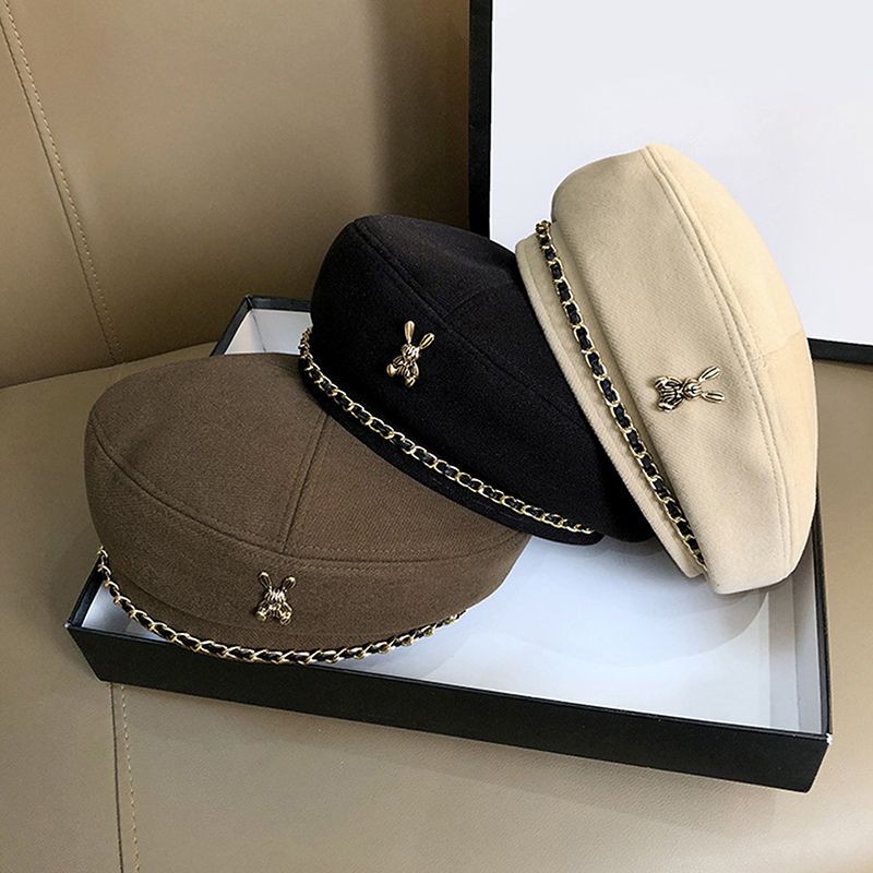 Gorąca sprzedaż kobiet królik beret styl dla francuskiego artysty ciepła zimowa czapka beanie jednolity kolor elegancka dama wszystkie dopasowane czapki malarza_voghion.com