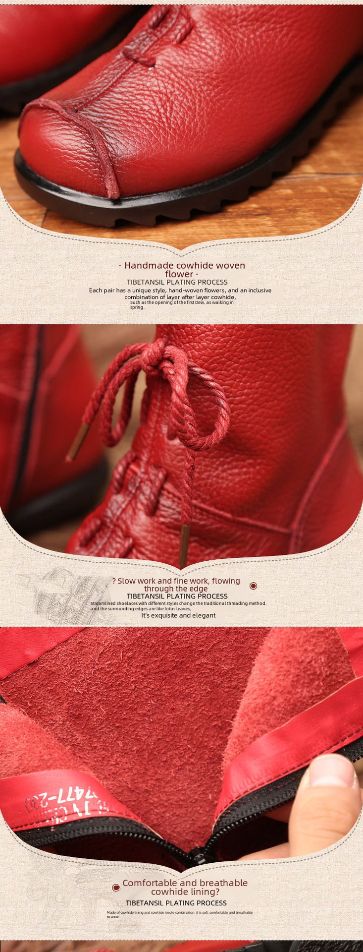 Stivali corti in pelle originali retrò popolari stivali in pelle caldi autunno e inverno Nuovi stivali da donna con tacco basso Stivali Martin da donna in un unico pezzo_voghion.com