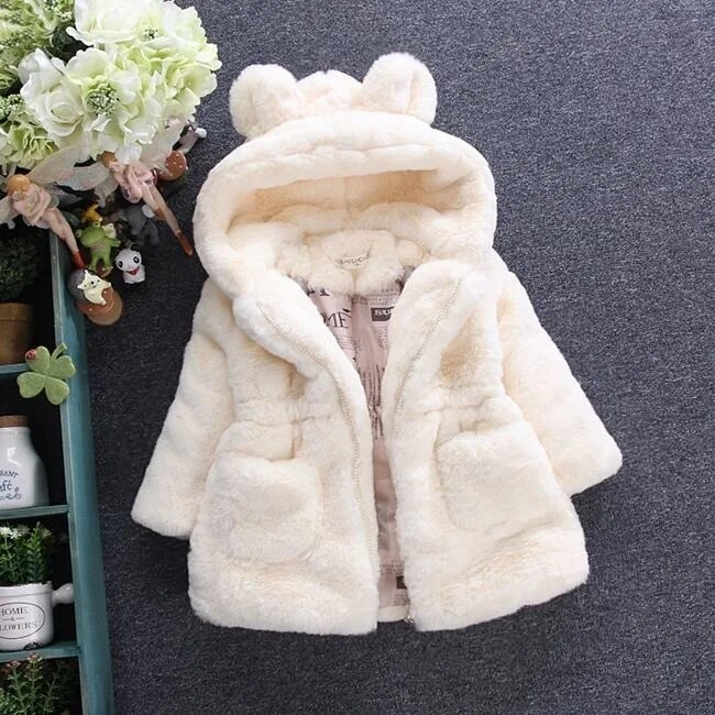 1-7 gadus mazuļu meiteņu jaka rudens ziemas silts kažoks meitenēm Ziemassvētku princeses virsdrēbes modes plīša bērnu apģērbi_voghion.com