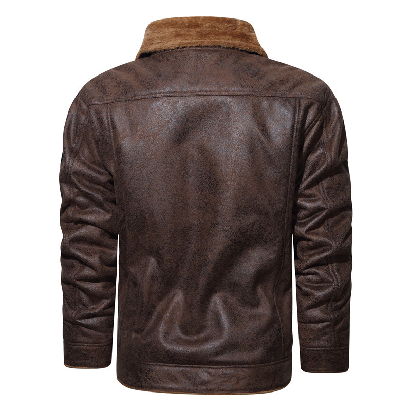 Han Dan Winter Herren Lamm Fleece Jacke Imitation Wildleder Jacken Motorrad Anzug Leder und Wolle Integrierte Mantel_voghion.com