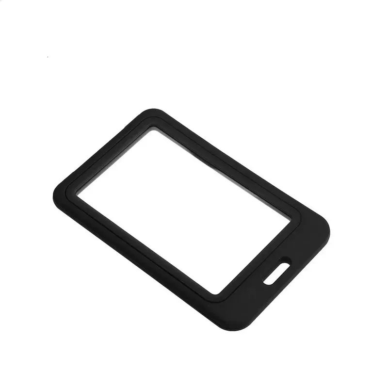 Porta badge da lavoro portatile multicolore con protezione trasparente in plastica rigida verticale bifacciale 250509_voghion.com