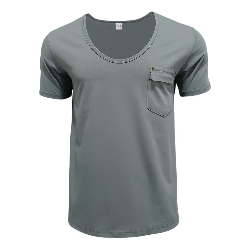 Herren-T-Shirt mit V-Ausschnitt und Tasche – Leichtes Polyester-Mischgewebe mit knitterfreier Oberfläche (S-XXXL) – Lässiges T-Shirt mit schmaler Passform für Komfort im Alltag_voghion.com