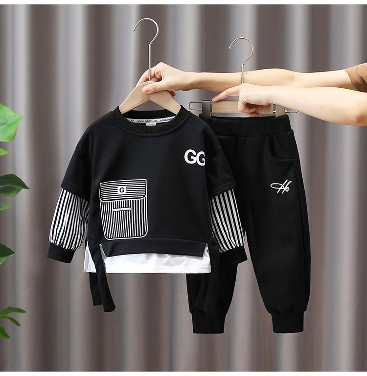Abbigliamento per bambini Primavera e autunno Street Felpa due pezzi_voghion.com