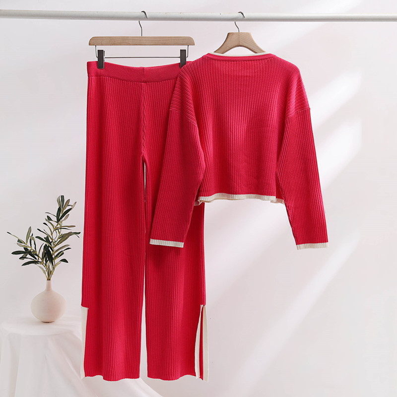 Abbigliamento da donna caldo maglione russo transfrontaliero a maniche lunghe completo di pantaloni lavorati a maglia per donna_voghion.com