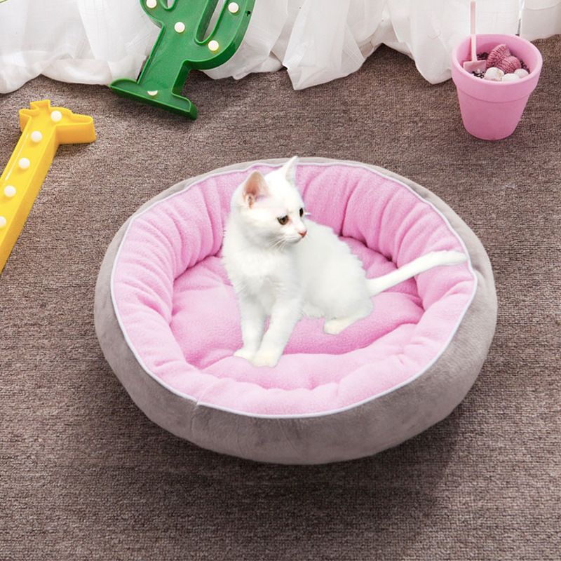 Suede Round Dog Warm Cat Detachable Pet Bed_voghion.com