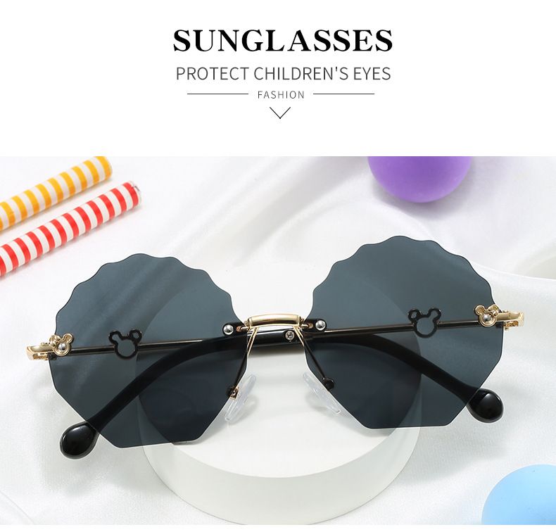 Jaunas bērnu brilles jaukas mazuļu apaļas formas ziedu ietvars Modes bezrāmju personalizētas saulesbrilles zēniem un meitenēm_voghion.com