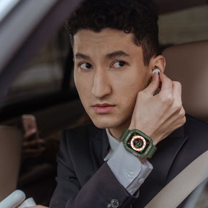 Applicable to Apple Watch 9 Ultra 2 watch strap 49mm shell shockproof durable sports TPU integrated strap_voghion.com