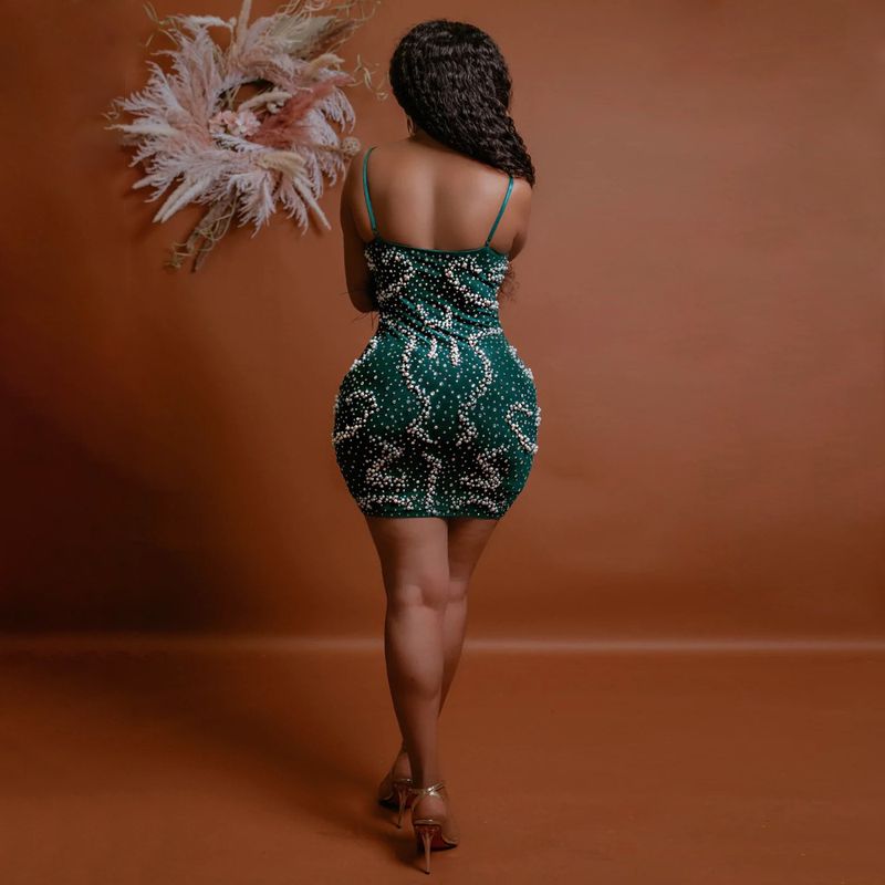 Women's Clothing Sexy Suspender Hot Diamond Dress With Spliced wool Clauses_voghion.com