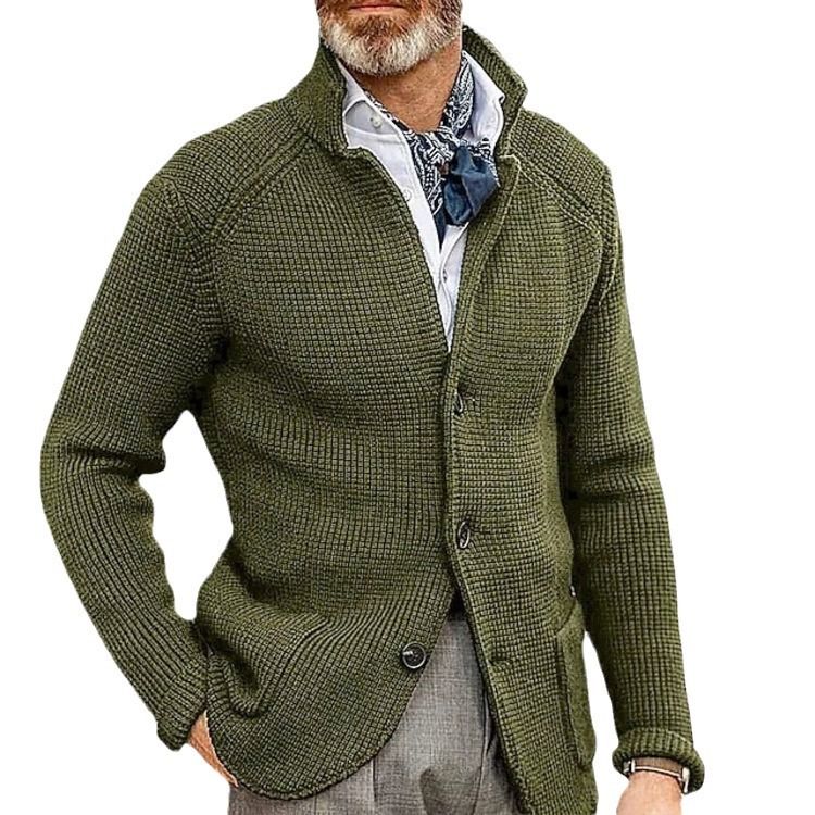 Langarmpullover, neuer, verdickter, lässiger Umlegekragen, einfarbig, Slim Fit, Oberbekleidung, Strickwaren für Herren_voghion.com