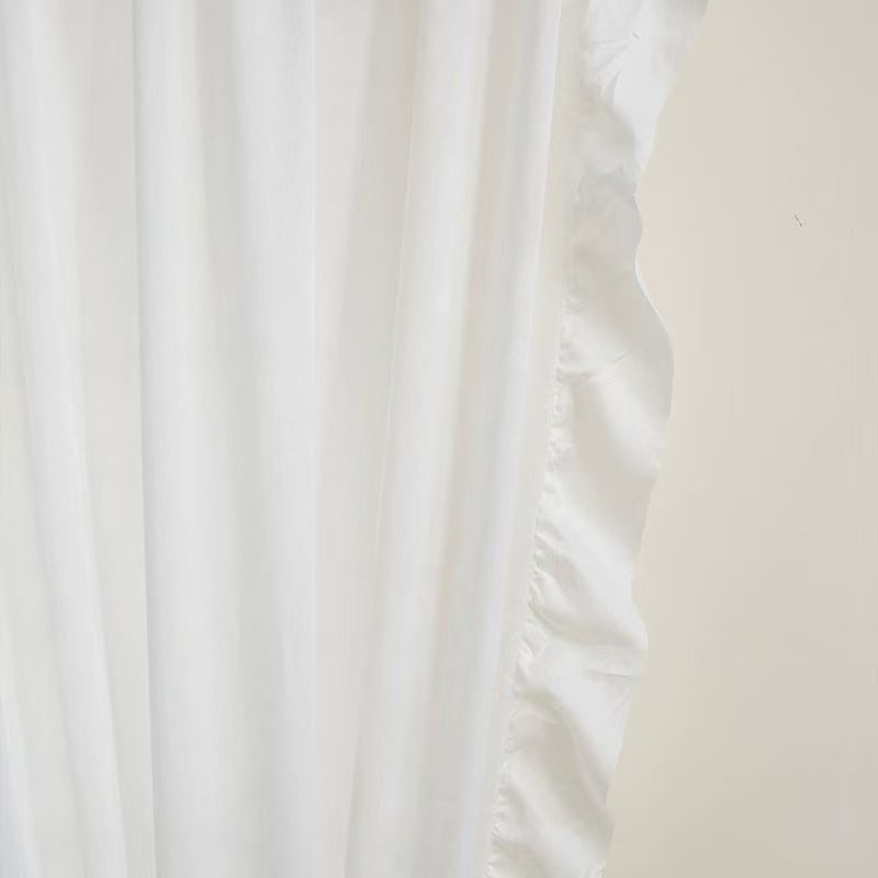 White Velvet Sheer Curtains Light Filtering Privacy Drapes With Luxury Linen Blend Elegant Semi-Sheer Window Treatment For Bedroom Living Room_voghion.com